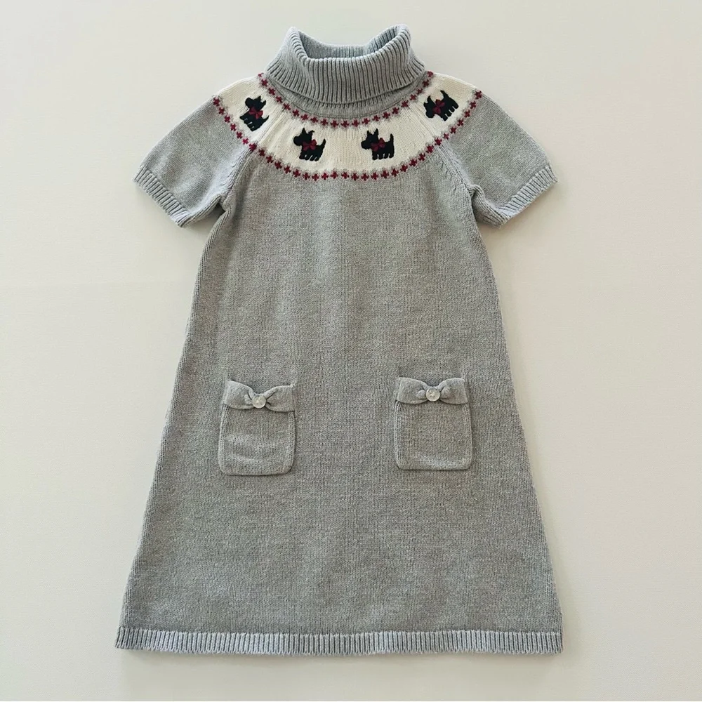 Gymboree 5T Toddler Girl Sweater Dress Dog Holiday Christmas